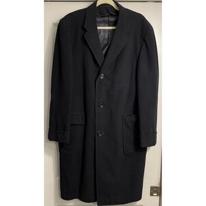 Vtg Worumbo Crossland Trench Coat Womens Sz XL Black Wool‎ USA